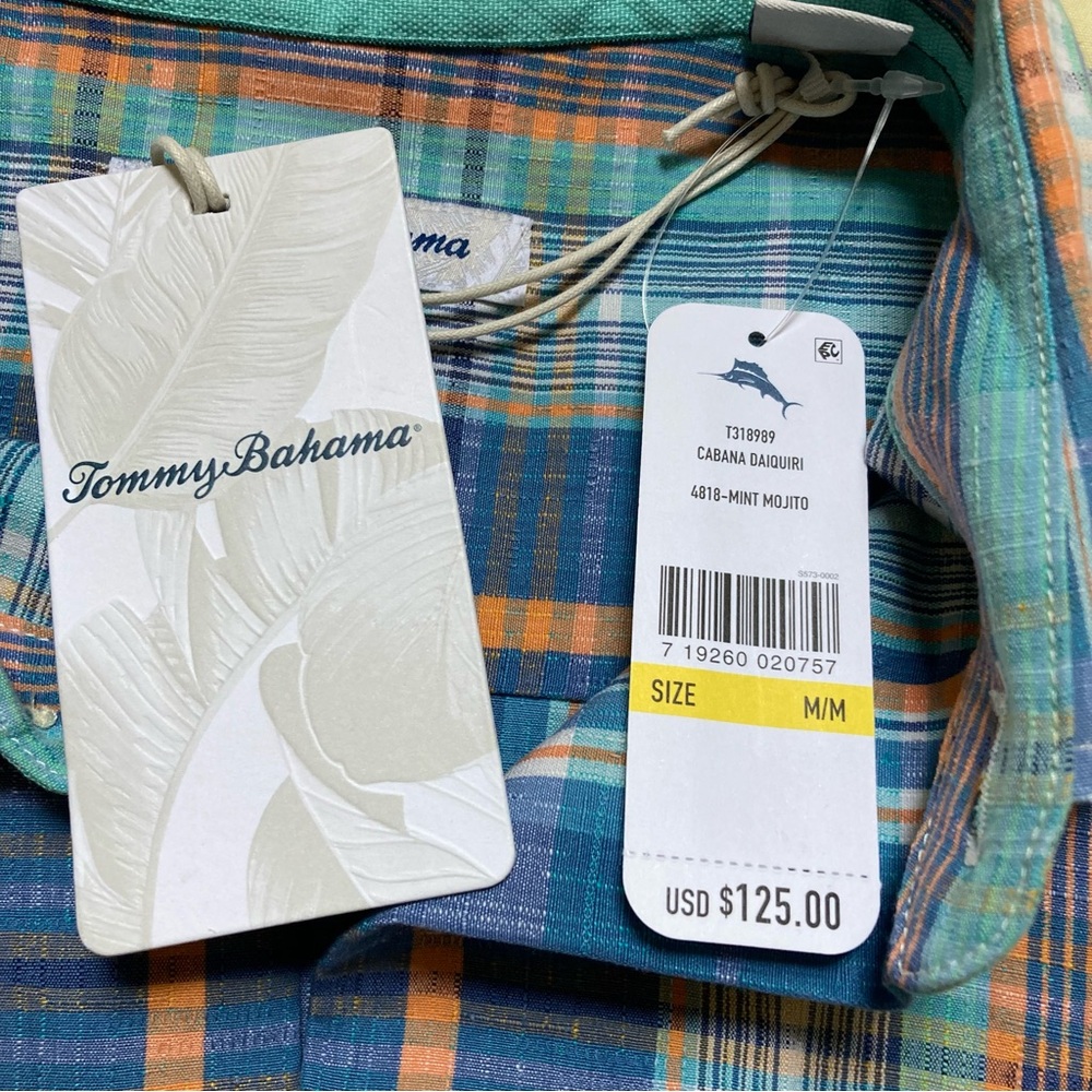 Tommy Bahama mens short sleeve shirt cabana daiquiri 55% silk 45% linen - Picture 14 of 14